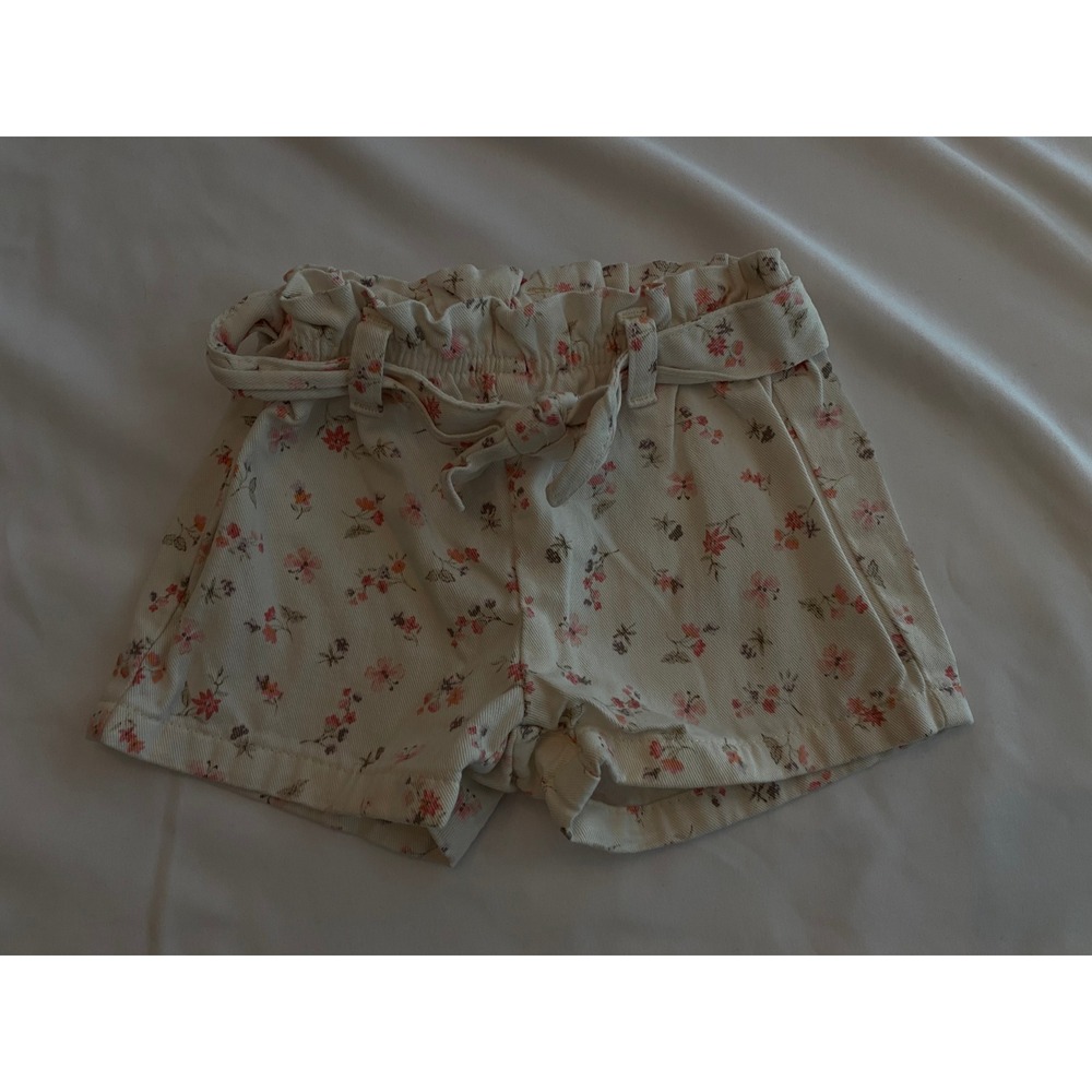 Baby B'gosh Girls Floral Corduroy Cottagecore Shorts Size 9m White Pink
